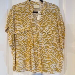 Mauve Mustard Zebra Print Button-Up Shirt